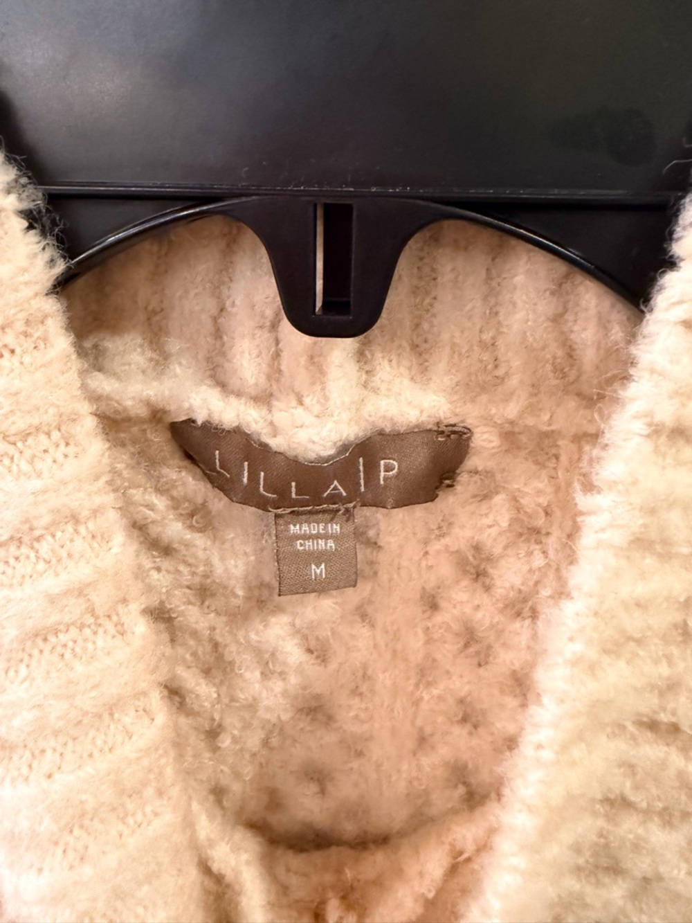 Lilla P Cream Cable Knit Mock Neck Sweater Top Medium - Picture 3 of 5